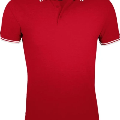 Рубашка поло мужская Pasadena Men 200 с контрастной отделкой, красная с белым