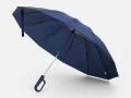 Зонт обратного сложения inLoop с ручкой-карабином, темно-синий