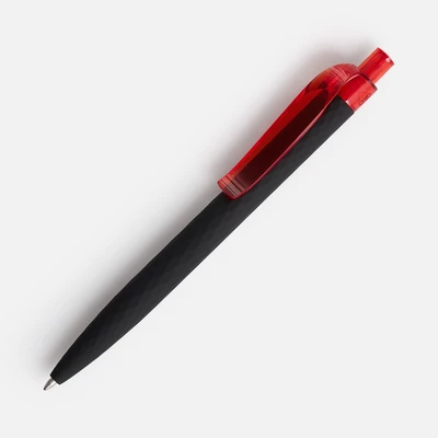 Ручка шариковая Prodir QS01 PRT-T Soft Touch, черная с красным
