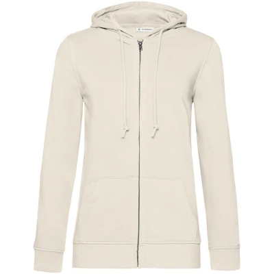 Толстовка на молнии с капюшоном женская BNC Inspire (Organic), молочно-белая
