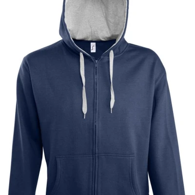 Толстовка мужская на молнии Soul Men 290 с контрастным капюшоном, темно-синяя