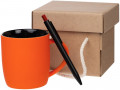 Набор Color Block: кружка и ручка, оранжевый с черным