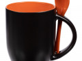 Кружка-хамелеон Melty с ложкой, черная с оранжевым